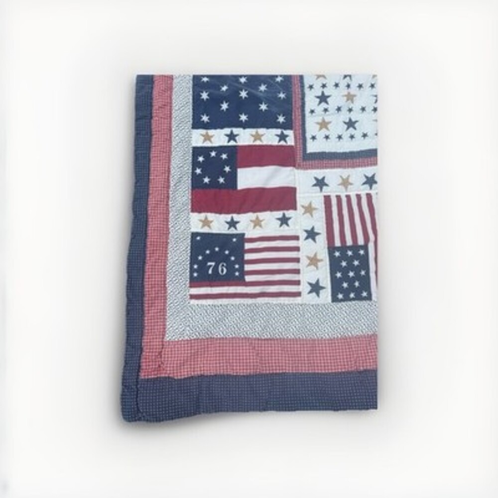 MCM  American Flag Eagle Patchwork Quilt  65”x48” - Picture 4 of 15